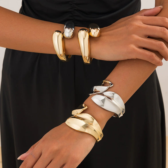 Jewelry Alloy Light Luxury Round Irregular Metallic Drop Bracelet Electroplating