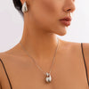 Jewelry Alloy Metal Geometric Teardrop Pendant Snake Bone Chain Electroplated Punk Necklace For Women