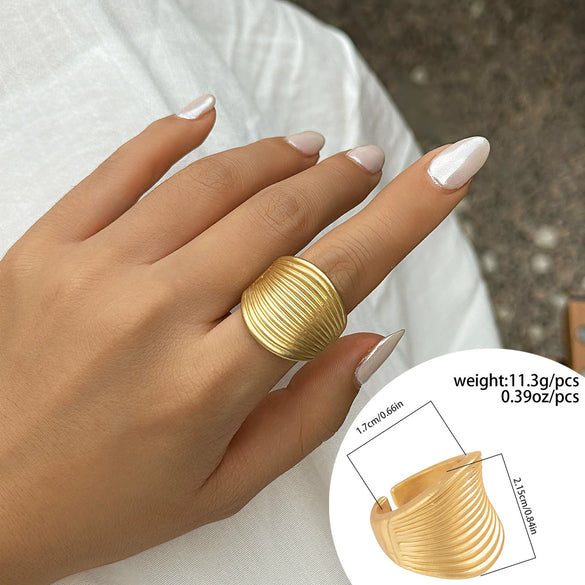 Jewelry Alloy Metal Ring With Geometric And Flower Pattern Electroplated For Women