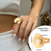 Jewelry Alloy Metal Ring With Geometric And Flower Pattern Electroplated For Women