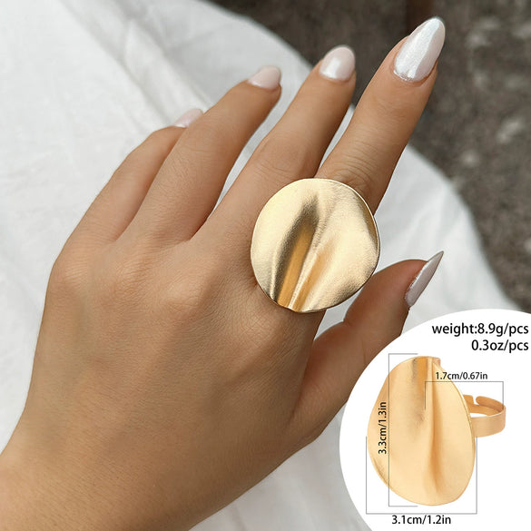 Jewelry Alloy Metal Ring With Geometric And Flower Pattern Electroplated For Women