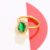 Jewelry Alloy Microinlaid Zirconium Emerald Artificial Color Treasure Ring Geometric Cartoon Style Electroplated For Women
