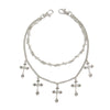 Jewelry Alloy Minimalist Style Diamondstudded Cross Pendant Multilayer Unisex Waist Chain With Multiple Circles And Lobster Clasp