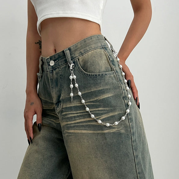 Jewelry Alloy Minimalist Style Diamondstudded Cross Pendant Multilayer Unisex Waist Chain With Multiple Circles And Lobster Clasp