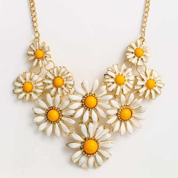 Jewelry Alloy Mixed Gem Inlay Dripping Oil Flowers Style Women's Necklace