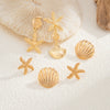 Jewelry Alloy Ocean Style Starfish Shell Animal Zodiac Electroplated Pendant Earrings And Ear Clips