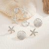 Jewelry Alloy Ocean Style Starfish Shell Animal Zodiac Electroplated Pendant Earrings And Ear Clips