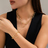 Jewelry Alloy Ochain Geometric Electroplating Bracelet And Necklace Set