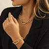 Jewelry Alloy Ochain Geometric Electroplating Bracelet And Necklace Set