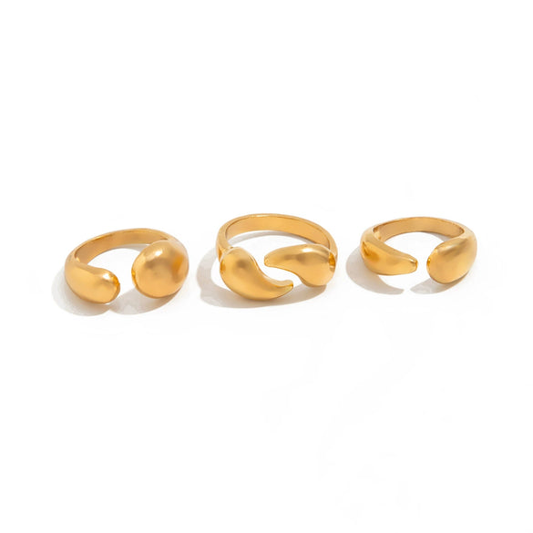Jewelry Alloy Oval Arc Bracelet Set And Water Drop Hug Open Ring Electroplating Niche Geometric Style For Women
