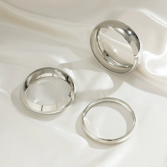Jewelry Alloy Oval Arc Bracelet Set And Water Drop Hug Open Ring Electroplating Niche Geometric Style For Women