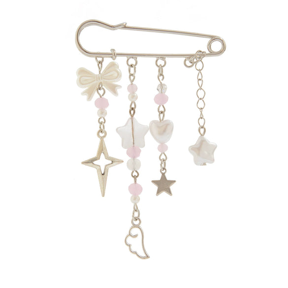 Jewelry Alloy Pastoral Star Heart Beaded Pendant Brooch Electroplated Bag Accessories
