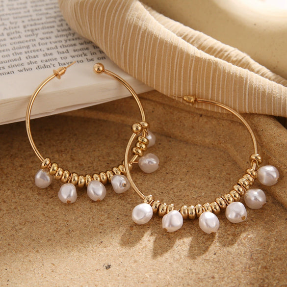 Jewelry Alloy Pearl Geometric Irregular Electroplated Earrings
