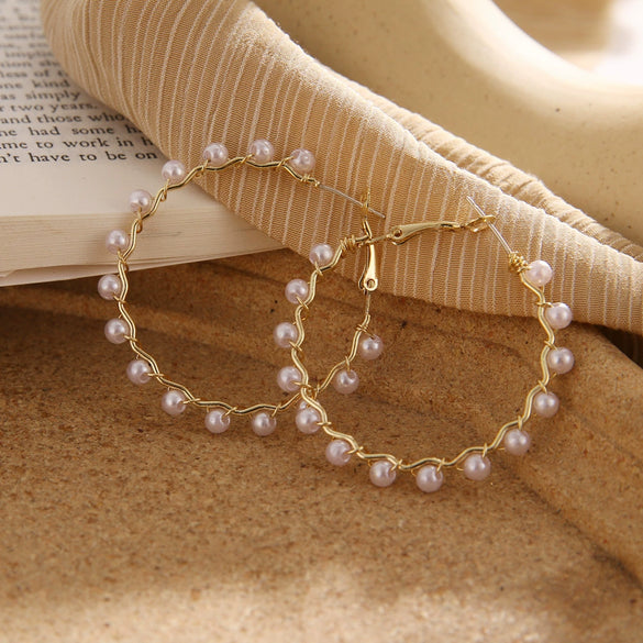 Jewelry Alloy Pearl Geometric Irregular Electroplated Earrings