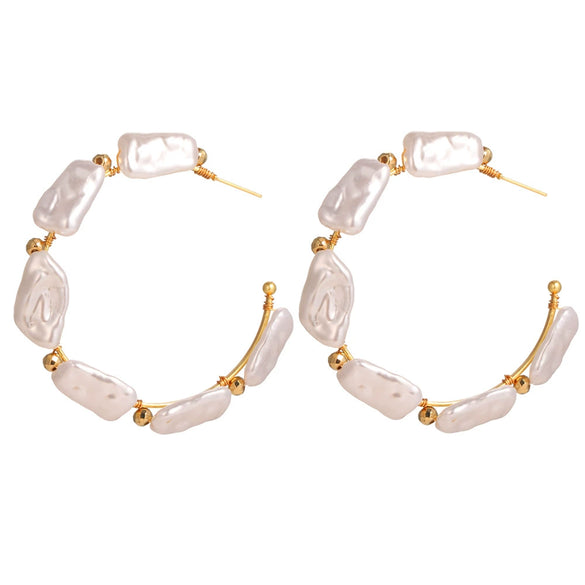 Jewelry Alloy Pearl Geometric Irregular Electroplated Earrings