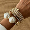 Jewelry Alloy Pearl Highend Geometric Electroplated Multilayer Rebound Bracelet