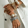 Jewelry Alloy Pearl Highend Geometric Electroplated Multilayer Rebound Bracelet