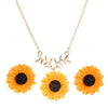 Jewelry Alloy Pearl Sunflower Necklace Earrings For Women Electroplated