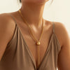 Jewelry Alloy Pendant Box Chain Multilayer Clavicle Necklace With Geometric Pattern And Electroplating For Women