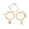 Jewelry Alloy Pendant Bracelet With Imitation Pearl Aluminum Chain Geometric Style Starfish Shell Electroplating For Women