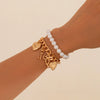 Jewelry Alloy Pendant Bracelet With Imitation Pearl Aluminum Chain Geometric Style Starfish Shell Electroplating For Women