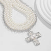 Jewelry Alloy Pendant Clavicle Chain With Geometric Pattern Imitation Pearl Beaded Electroplated For Women