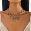 Jewelry Alloy Pendant Necklace With Fivepointed Star Geometric Pattern And Electroplating Treatment Iron Chain Acrylic Beads And Gravel