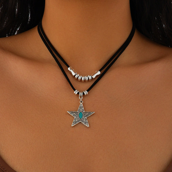 Jewelry Alloy Pendant Necklace With Geometric Pattern And Electroplating For Women