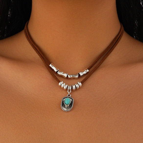 Jewelry Alloy Pendant Necklace With Geometric Pattern And Electroplating For Women