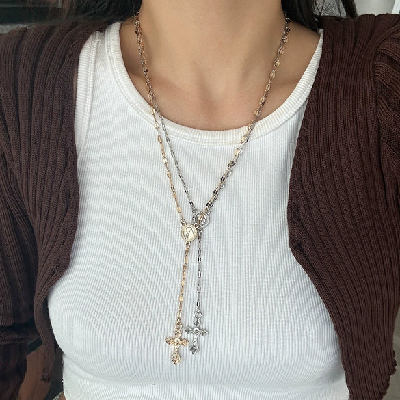 Jewelry Alloy Pendant Necklace With Geometric Pattern Copper Chain Electroplated For Women