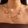 Jewelry Alloy Pendant Necklace With Geometric Pattern Electroplated Iron Chain And Imitation Pearls For Women In Ins Style