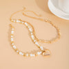 Jewelry Alloy Pendant Necklace With Imitation Pearl Beaded Clavicle Chain Heart Shape Electroplating Versatile Style For Women