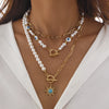Jewelry Alloy Pendant Necklace With Turquoise Sunflower Beads Copper Iron Acrylic Rice Beads Electroplated Geometric Style For Women