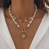 Jewelry Alloy Pendant Necklace With Turquoise Sunflower Beads Copper Iron Acrylic Rice Beads Electroplated Geometric Style For Women