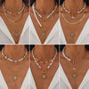 Jewelry Alloy Pendant Necklace With Turquoise Sunflower Beads Copper Iron Acrylic Rice Beads Electroplated Geometric Style For Women