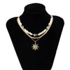 Jewelry Alloy Pendant Necklace With Turquoise Sunflower Beads Copper Iron Acrylic Rice Beads Electroplated Geometric Style For Women