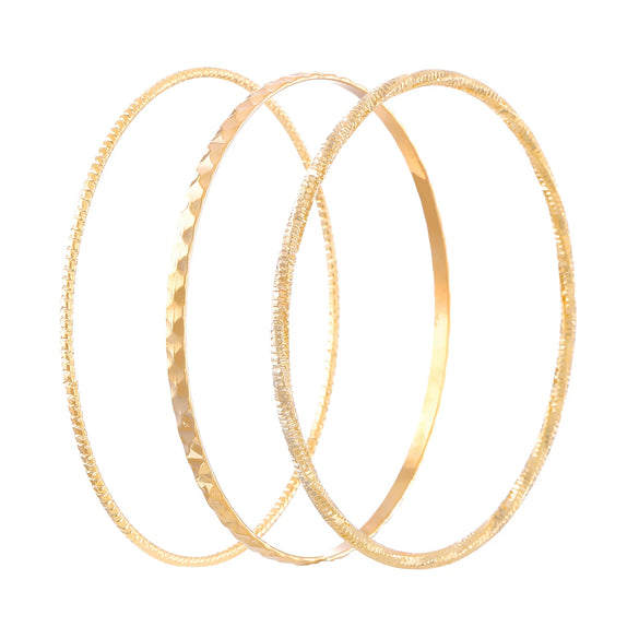 Jewelry Alloy Plain Circle Thin Ring Beating Pattern Electroplating Geometric Bracelet Suit