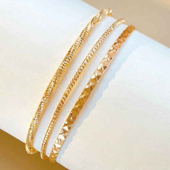 Jewelry Alloy Plain Circle Thin Ring Beating Pattern Electroplating Geometric Bracelet Suit
