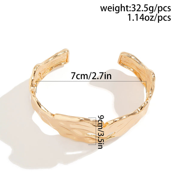Jewelry Alloy Pleated Liquid Metal Style Irregular Retro Bracelet For Women Electroplated