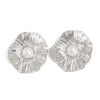 Jewelry Alloy Pleated Petal Exaggerated Asymmetrical Imitation Pearl Flower Electroplated Earrings For Women
