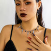 Jewelry Alloy Pointed Skull Pendant Tassel Necklace Hip Hop Geometric Electroplating