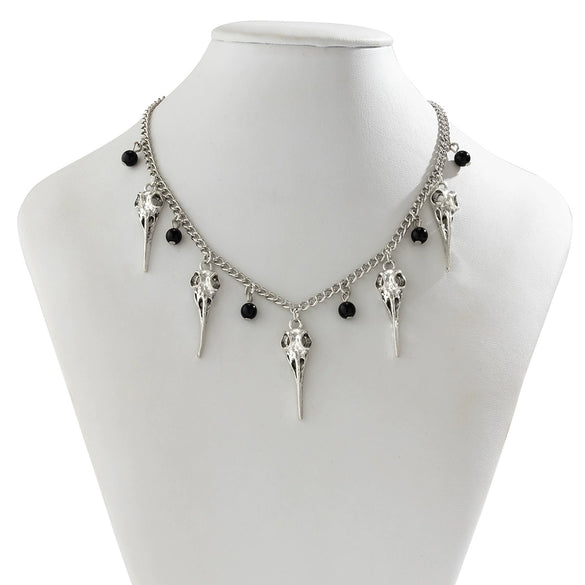 Jewelry Alloy Pointed Skull Pendant Tassel Necklace Hip Hop Geometric Electroplating
