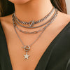 Jewelry Alloy Punk Style Fivepointed Star Geometric Pendant Necklace With Electroplating