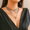 Jewelry Alloy Punk Style Fivepointed Star Geometric Pendant Necklace With Electroplating