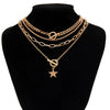Jewelry Alloy Punk Style Fivepointed Star Geometric Pendant Necklace With Electroplating