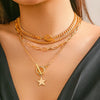 Jewelry Alloy Punk Style Fivepointed Star Geometric Pendant Necklace With Electroplating