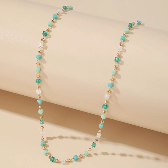 Jewelry Alloy Resin Drop Shape Beaded Necklace Electroplating