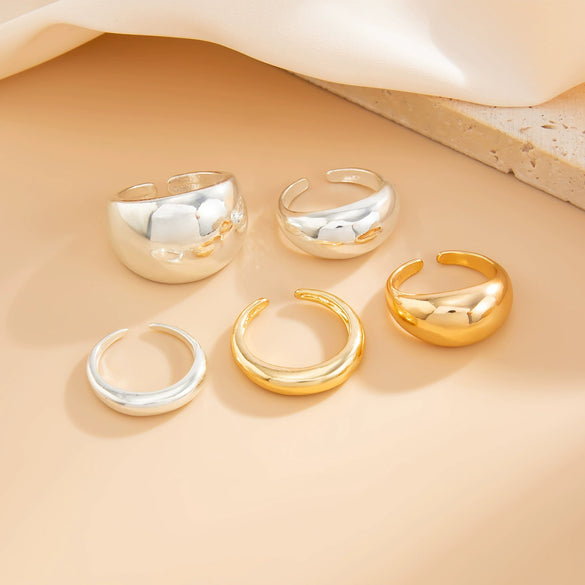 Jewelry Alloy Resin Geometric Water Drop Hug Ring Electroplating Minimalist Style