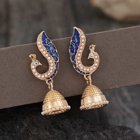 Jewelry Alloy Retro Peacock Lantern Earrings With Diamond Design