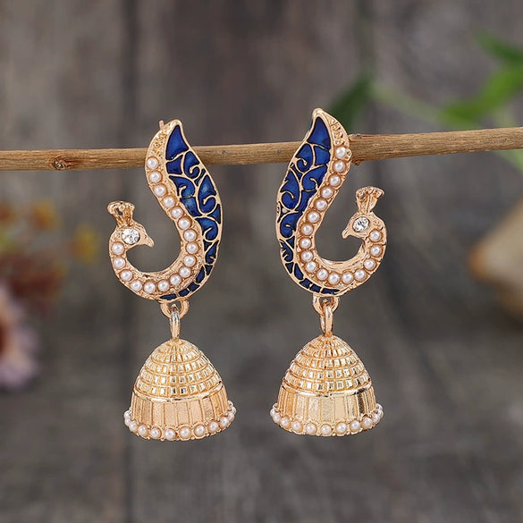 Jewelry Alloy Retro Peacock Lantern Earrings With Diamond Design